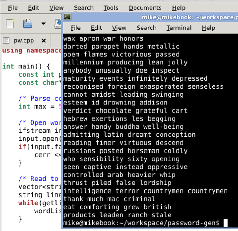 Making an XKCD-style password generator in C++