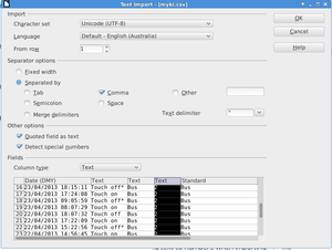 Options to import the myki data into LibreOffice