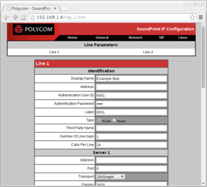 Polycom 331 configuration page