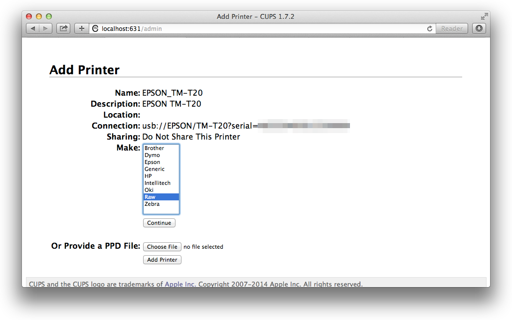 peninsula thermal printer driver for osx